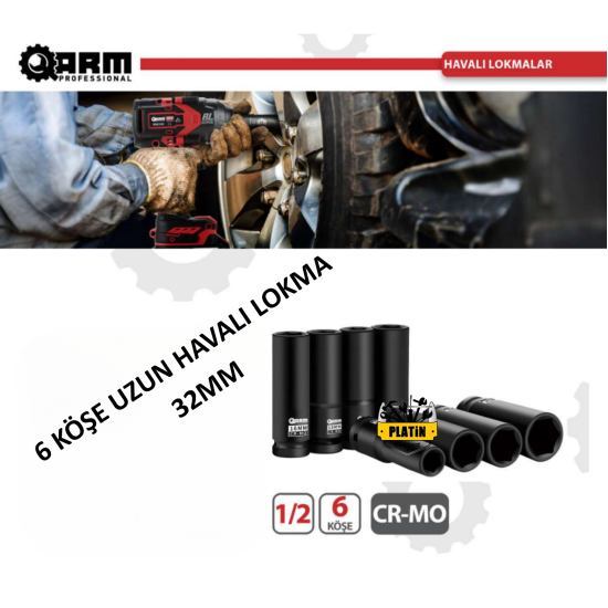 Arm Havalı Lokma Uzun 6 Köşe 1/2 32mm