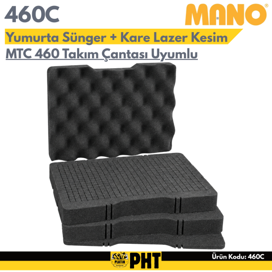 Mano 460C Yumurta Sünger + Kare Lazer Kesim Sünger (MTC 460 Takım Çantası Uyumlu)