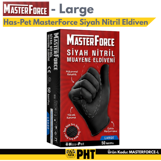 Has-Pet MasterForce Siyah Nitril Eldiven L ( PK 50 ADET )