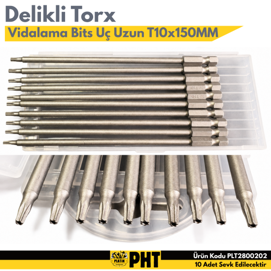 Torx Uzun Delikli Torx T10*150MM S2 Çelik Vidalama Bits Uç