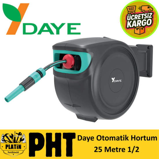 Daye Otomatik Hortum Tamburu ( 25 Metre ) | 1/2” Duvar Tipi Bahçe Hortum Sarma DY6686W25