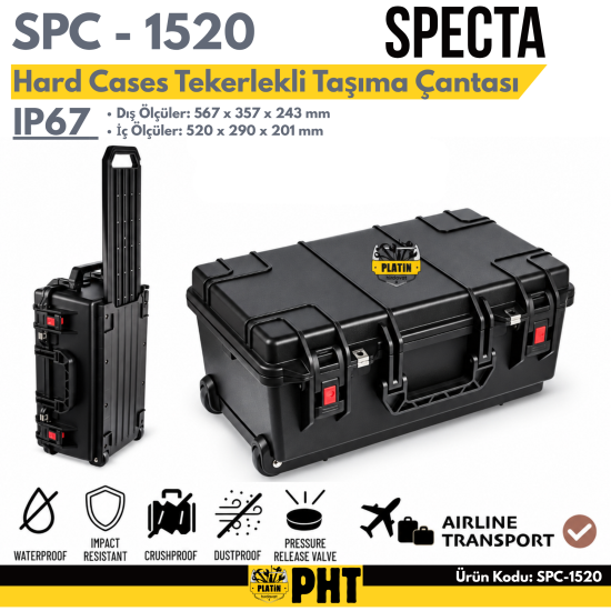 Specta Hard Cases SPC-1520 Orta Boy Tekerlekli Taşıma Çantası 
