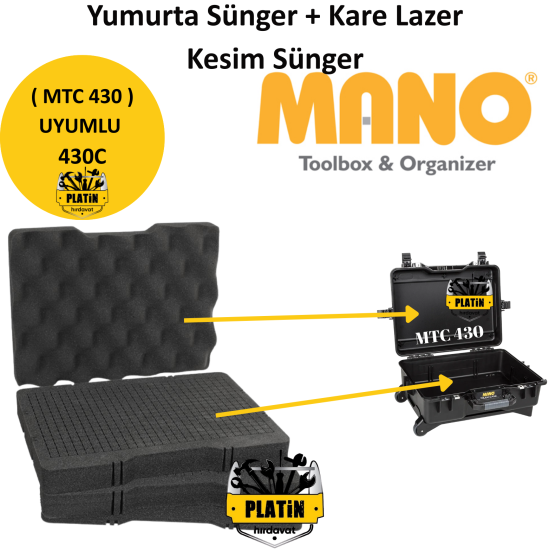 Mano 430C Yumurta Sünger + Kare Lazer Kesim Sünger (MTC 430 Takım Çantası Uyumlu)