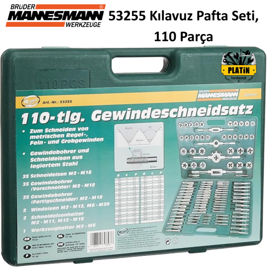 Mannesmann 53255 Kılavuz Pafta Seti, 110 Parça