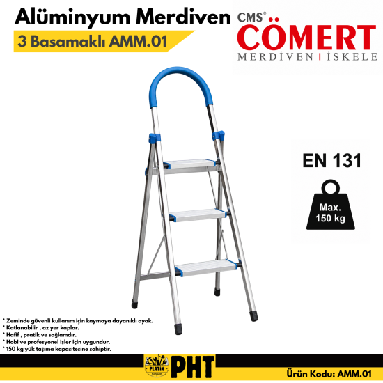 Cömert Alüminyum Merdiven 3 Basamaklı AMM.01