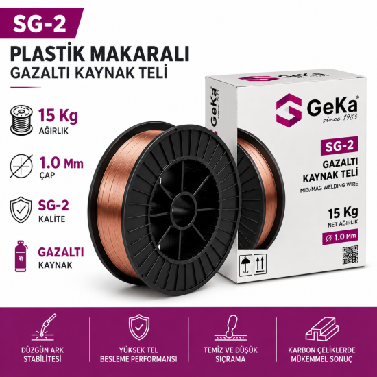 GeKa Sg-2 Plastik Makaralı Gazaltı Kaynak Teli 15 Kg 1.0 Mm GEKA-SG2-1PM