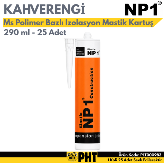 NP1 Ms Polimer Bazlı Izolasyon Mastik ve Yapıştırıcı Kartuş 290 ml Siyah ( 25 Adet ) PLT000981