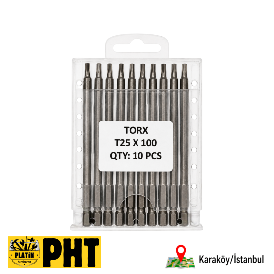 PHT Bist Torx Uç Uzun Manyetik T25x100mm ( 10 Adet ) PLT2800625