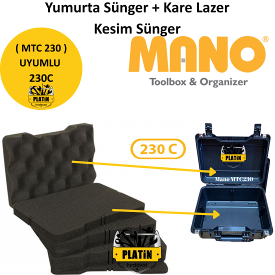 Mano 230C Yumurta Sünger + Kare Lazer Kesim Sünger (MTC 230 Takım Çantası Uyumlu)