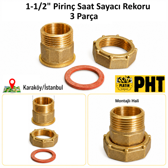 1-1/2" Sarı Saat-Sayaç Rekoru, Pirinç PLT2800745