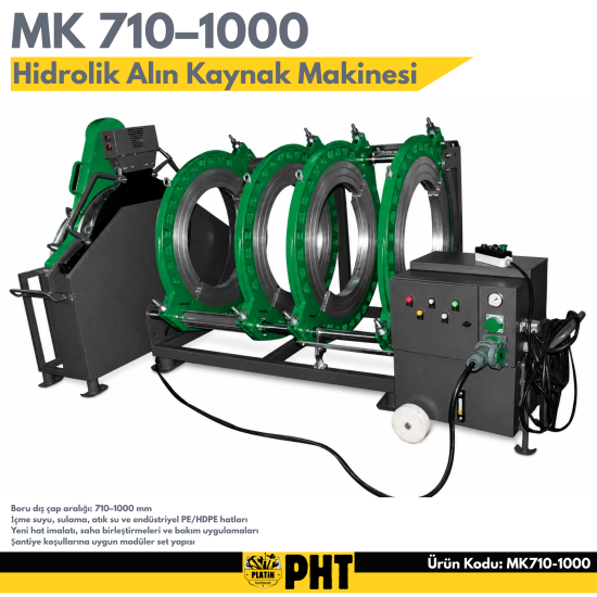 MK Elektrofüzyon MK 710–1000 mm Hidrolik Alın Kaynak Makinesi
