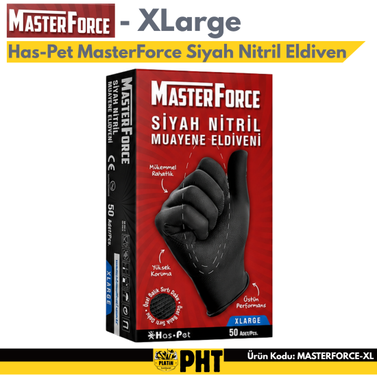 Has-Pet MasterForce Siyah Nitril Eldiven XL ( PK 50 ADET )