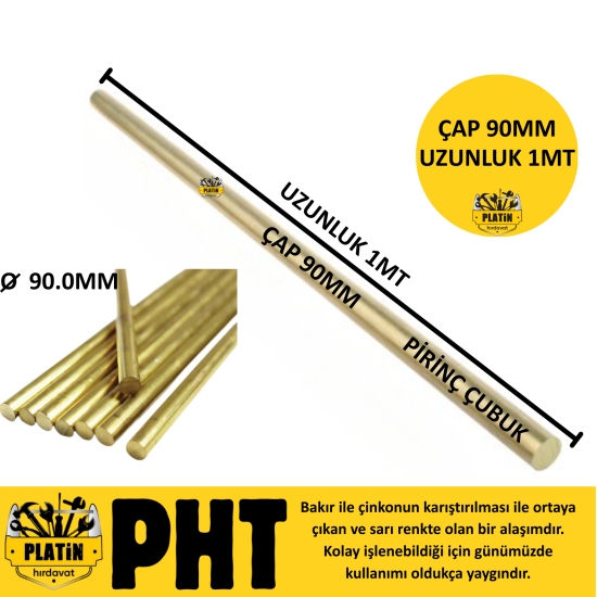 PHT Pirinç Çubuk 90mm ( 1 Metre ) plt2800618