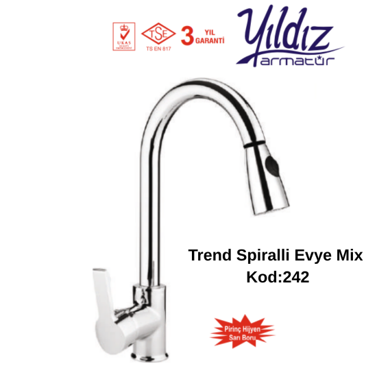 Yıldız Trend Spiralli Evye Mix Kod:242