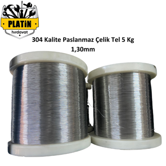 304 Kalite Paslanmaz Çelik Tel 1,30mm ( Yumuşak Parlak ) 5 Kg