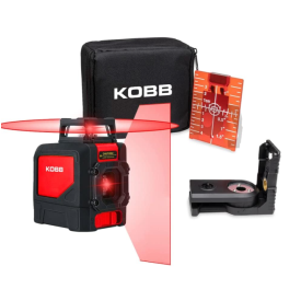 KOBB KBL30R 30 Metre Profesyonel Yatay 360derece ve Dikey Otomatik Hizalamalı Kırmızı Çapraz Çizgi Lazer Distomat, Kırmızı/Siyah