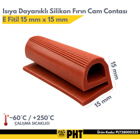 PHT Isıya Dayanıklı Silikon Fırın Cam Contası E Fitil 15x15 mm ( 10 Metre ) PLT28000225 