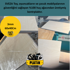 PHT Huş Kontrplak 3mm 60x40 Cm ( 10 Adet ) PLT280006040