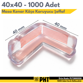PHT Bebek Çocuk Masa Kenar Köşe Koruyucu Şeffaf 40x40 ( 1000 Adet )   