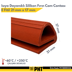PHT Isıya Dayanıklı Silikon Fırın Cam Contası E Fitil 21x17 mm ( 10 Metre ) PLT28000226 