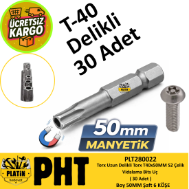 PHT Delikli Torx Bits Uç T40x50mm ( 30 Adet ) PLT280022
