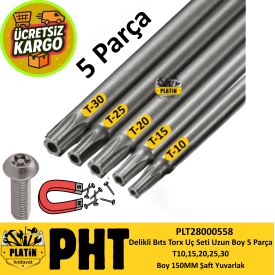 PHT Delikli Bıts Torx Uç Seti Uzun Boy 150MM ( 5 Parça ) T10,15,20,25,30 PLT28000558
