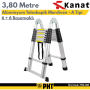 Kanat TCM-380 Alüminyum Teleskopik Merdiven 3,80 Metre 6+6 Basamaklı Çiftli A Tipi