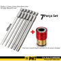 PHT Uzun Bits Allen Uç Seti + Manyetik Adaptör 1,5mm,2mm,2,5mm,3mm,,4mm,5mm Boy 100mm ( 7 Parça Set )