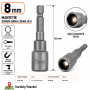 PHT 8 mm Manyetik Somun Sıkma Lokma Ucu 65 mm 1/4" Hex Şaftlı PLT28000647