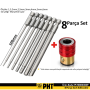 PHT Uzun Bits Allen Uç Seti + Manyetik Adaptör 1,5mm,2mm,2,5mm,3mm,4mm,5mm,6mm Boy 100mm ( 8 Parça Set )