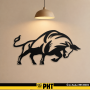 Boğa Figürlü Metal Duvar Dekoru Mat Siyah 36 × 70 cm MTL10002
