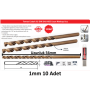 Tomax Cobalt %5 DIN 340 HSS Uzun Matkap Ucu 1mm 10 Adet 04500010