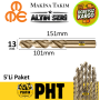 Mte Altın Seri Matkap Ucu 13mm HSS-E Paslanmaz Matkap Ucu ( 5 Adet ) B00005001300