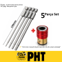 PHT Uzun Bits Allen Uç Seti + Manyetik Adaptör 2,5mm,3mm,,4mm,5mm Boy 150mm ( 5 Parça Set )