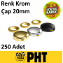 PHT Dekoratif Vida Kapağı Krom Zamak 20mm ( 250 Adet ) PLT00015257