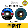 GFB Zirkonyum Flap Disk Zımpara 115mm- ZR80 Kum ( 200 Adet ) 2323