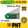 Insize 2176-200 Dijital Açı Ölçer 200mm – 0-360° ( 5 Adet )