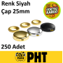 PHT Dekoratif Vida Kapağı Siyah Zamak 25mm ( 250 Adet ) PLT00015259